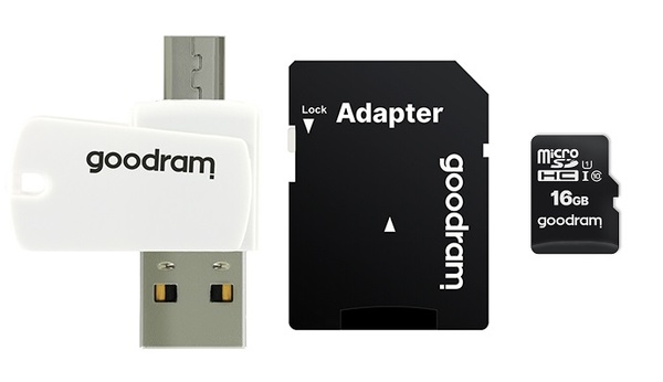 Карта пам`ятi MicroSDHC 16GB UHS-I Class 10 GOODRAM + SD-adapter + OTG Card reader (M1A4-0160R12) M1A4-0160R12 фото