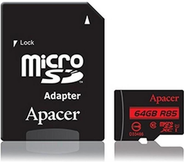 Карта пам`ятi MicroSDHXC 64GB UHS-I Class 10 Apacer + SD adapter (AP64GMCSX10U5-R) AP64GMCSX10U5-R фото