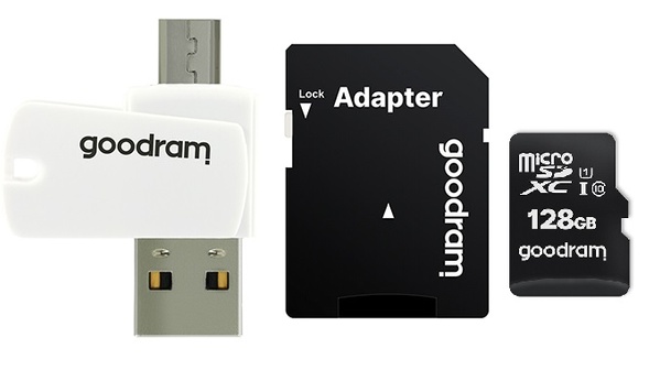 Карта пам`ятi MicroSDXC 128GB UHS-I Class 10 GOODRAM + SD-adapter + OTG Card reader (M1A4-1280R12) M1A4-1280R12 фото